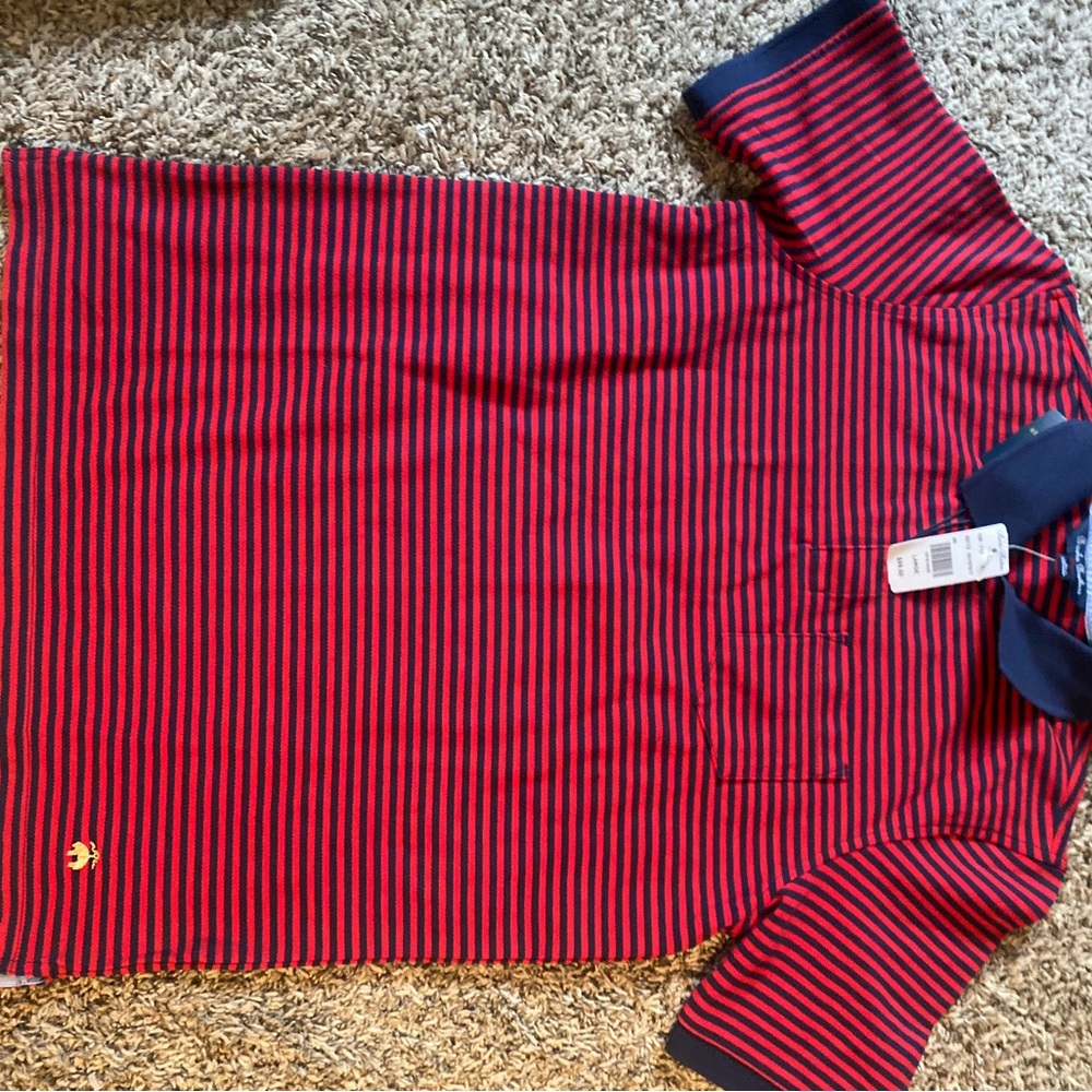 Brooks Brothers Youth Red and Navy Striped Polo Shirt